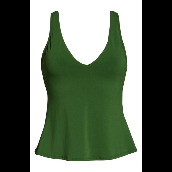 NEW‎ $118 Robin Piccone Ava Tie Back Tankini Top in Green [SZ XS ] - Picture 3 of 12